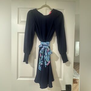 Lilly Pulitzer Dress In True Navy With Pineapple Paradise Belt